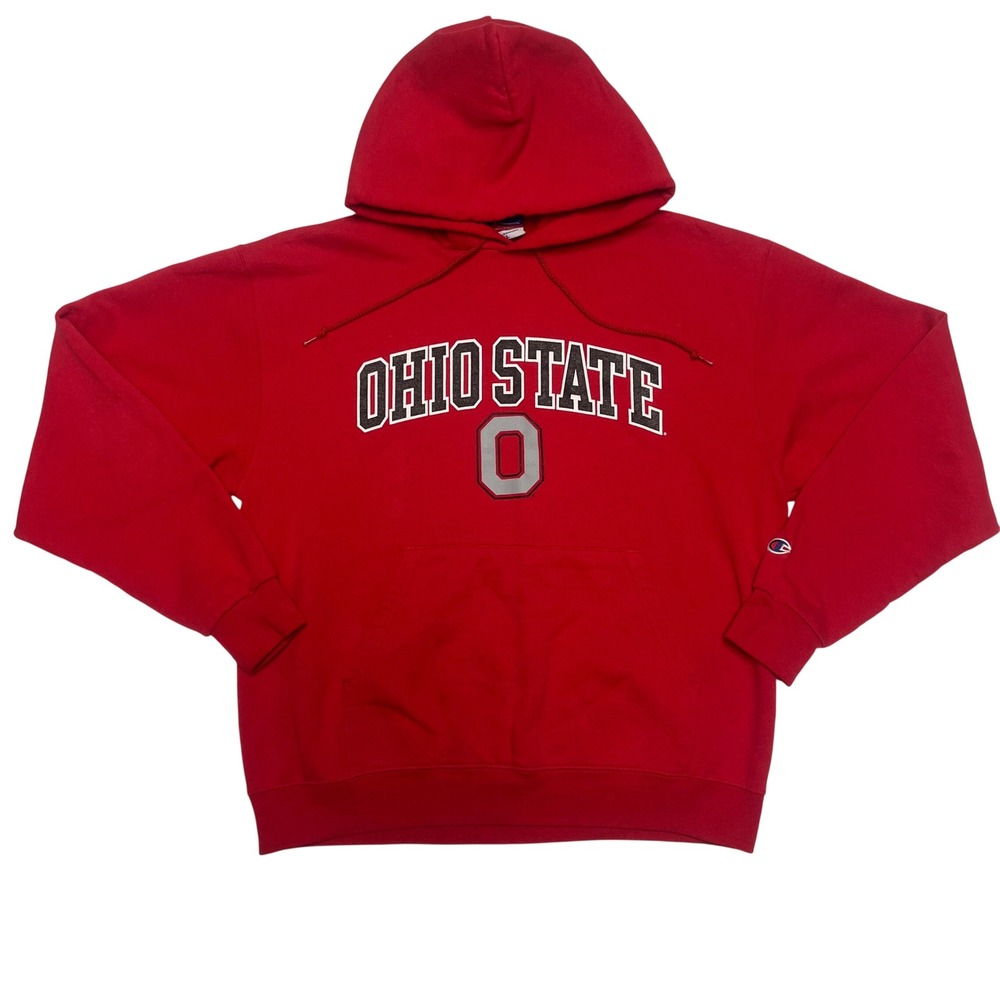 Champion Ohio State Hoodie Red Mens Large Pullover NCAA Sweatshirt
